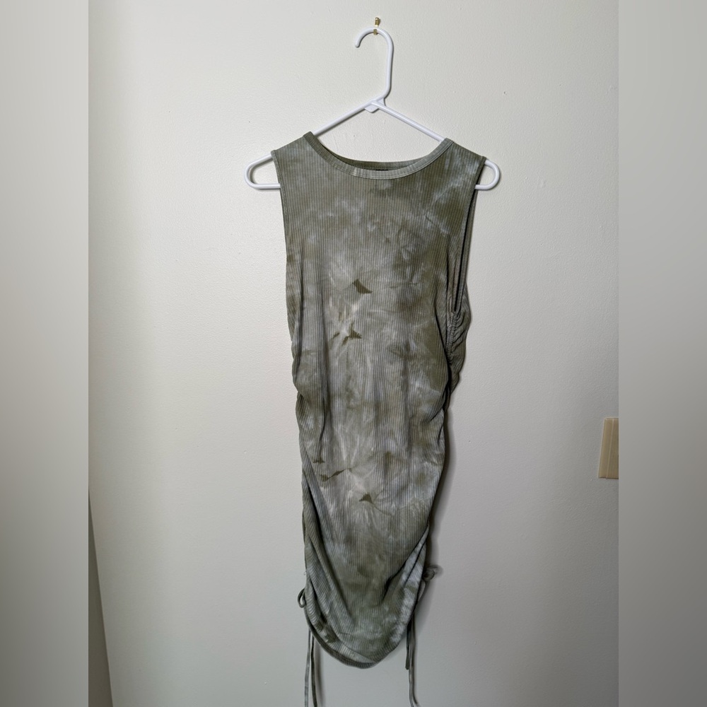 Ribbed Olive Sleeveless Dress